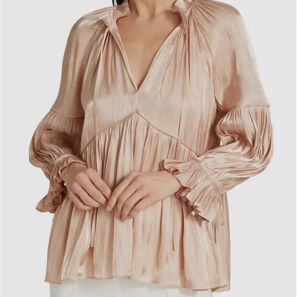 Cinq a Sept Rose Neutral Shimmer Top Blouse
